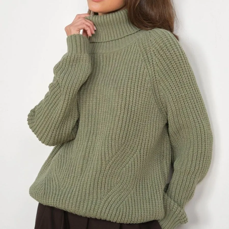 Simple Turtleneck Long Sleeve Sweater
