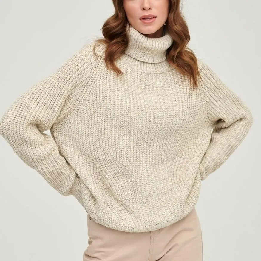 Simple Turtleneck Long Sleeve Sweater