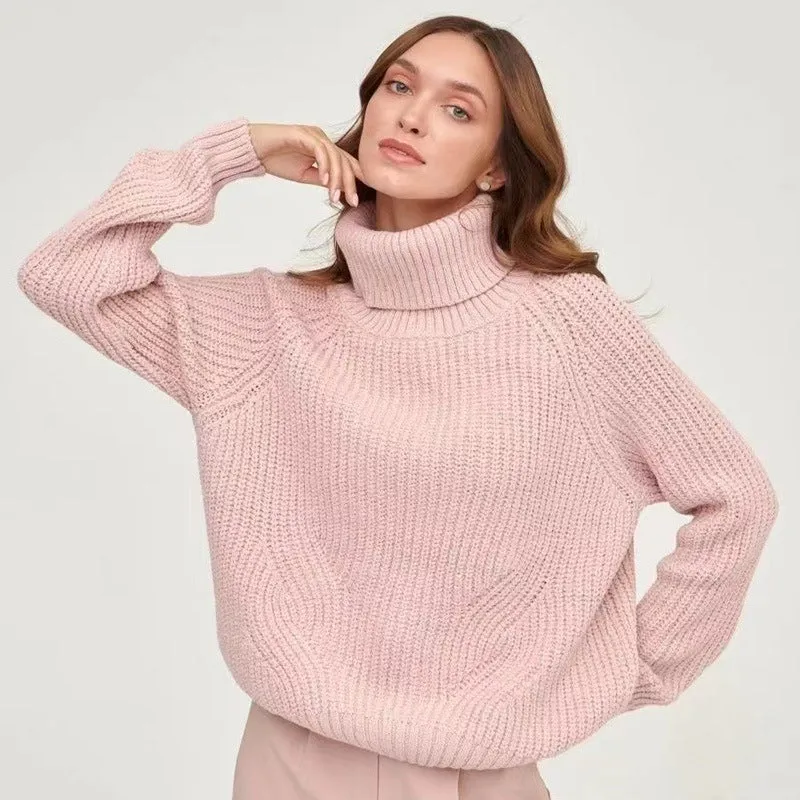 Simple Turtleneck Long Sleeve Sweater