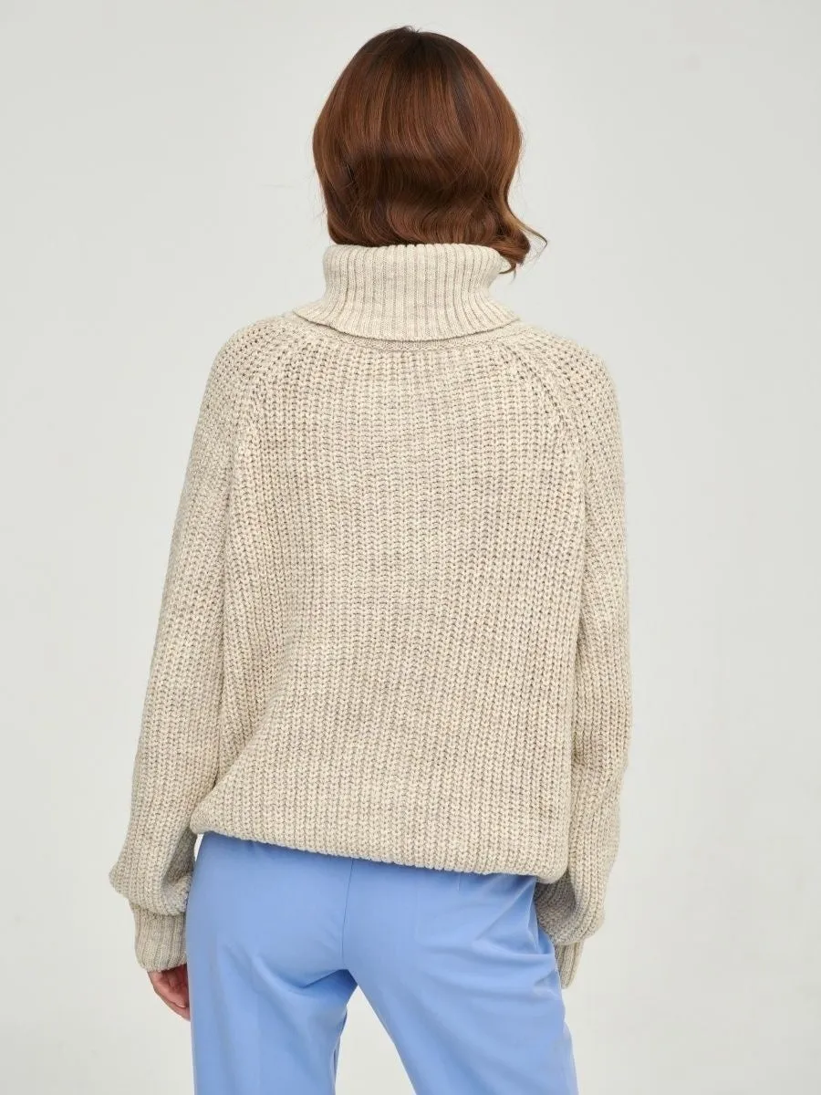 Simple Turtleneck Long Sleeve Sweater