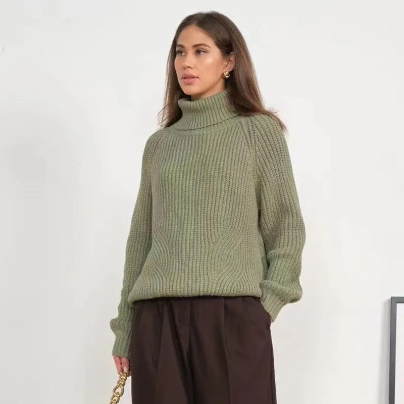 Simple Turtleneck Long Sleeve Sweater