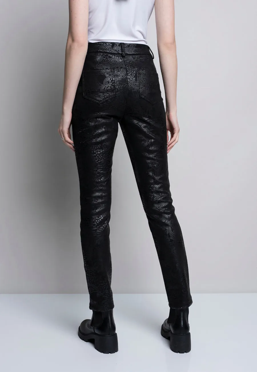 Suede Slim-Leg Pants With Pockets
