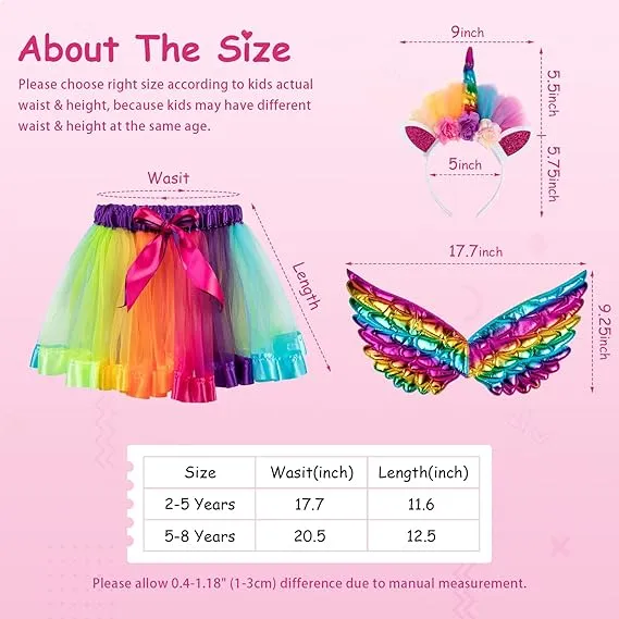 Tutu/Ballet Skirt - 3 pcs - skirt, wings & headband - Purple Unicorn M/L (5-8 Y)