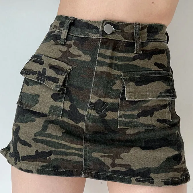 Wenkouban - New Revolution Denim Pocket Skirt