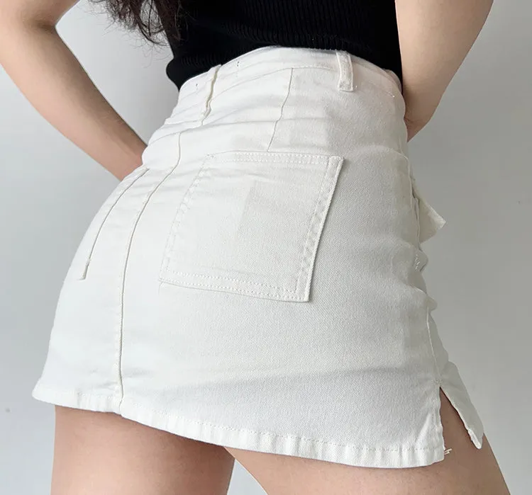 Wenkouban - New Revolution Denim Pocket Skirt
