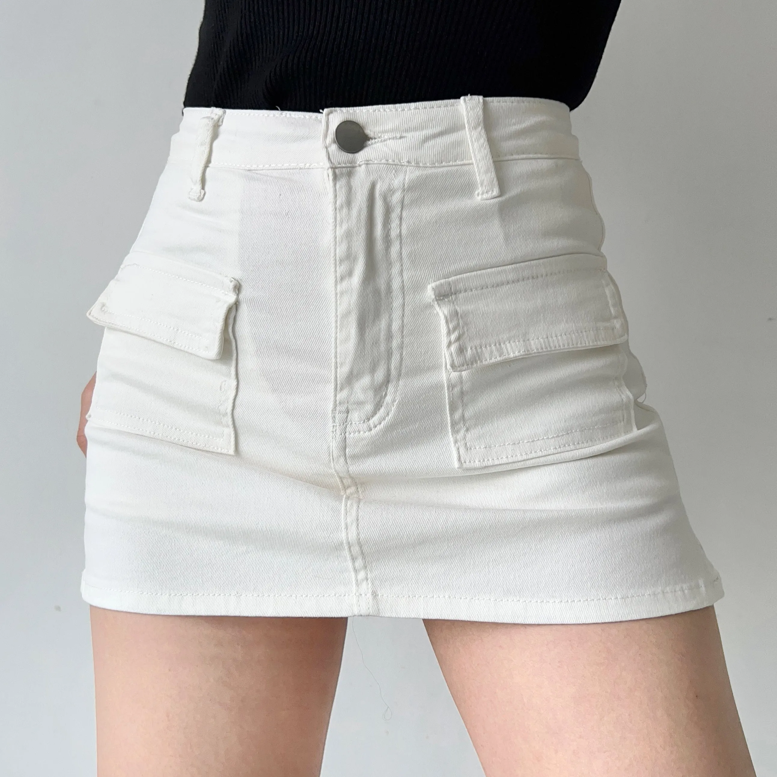 Wenkouban - New Revolution Denim Pocket Skirt