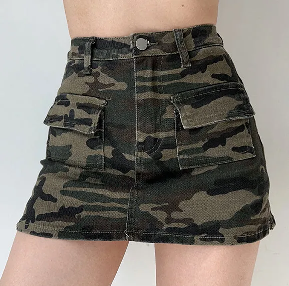 Wenkouban - New Revolution Denim Pocket Skirt