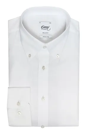 White regular fit pinpoint shirt with button down collar