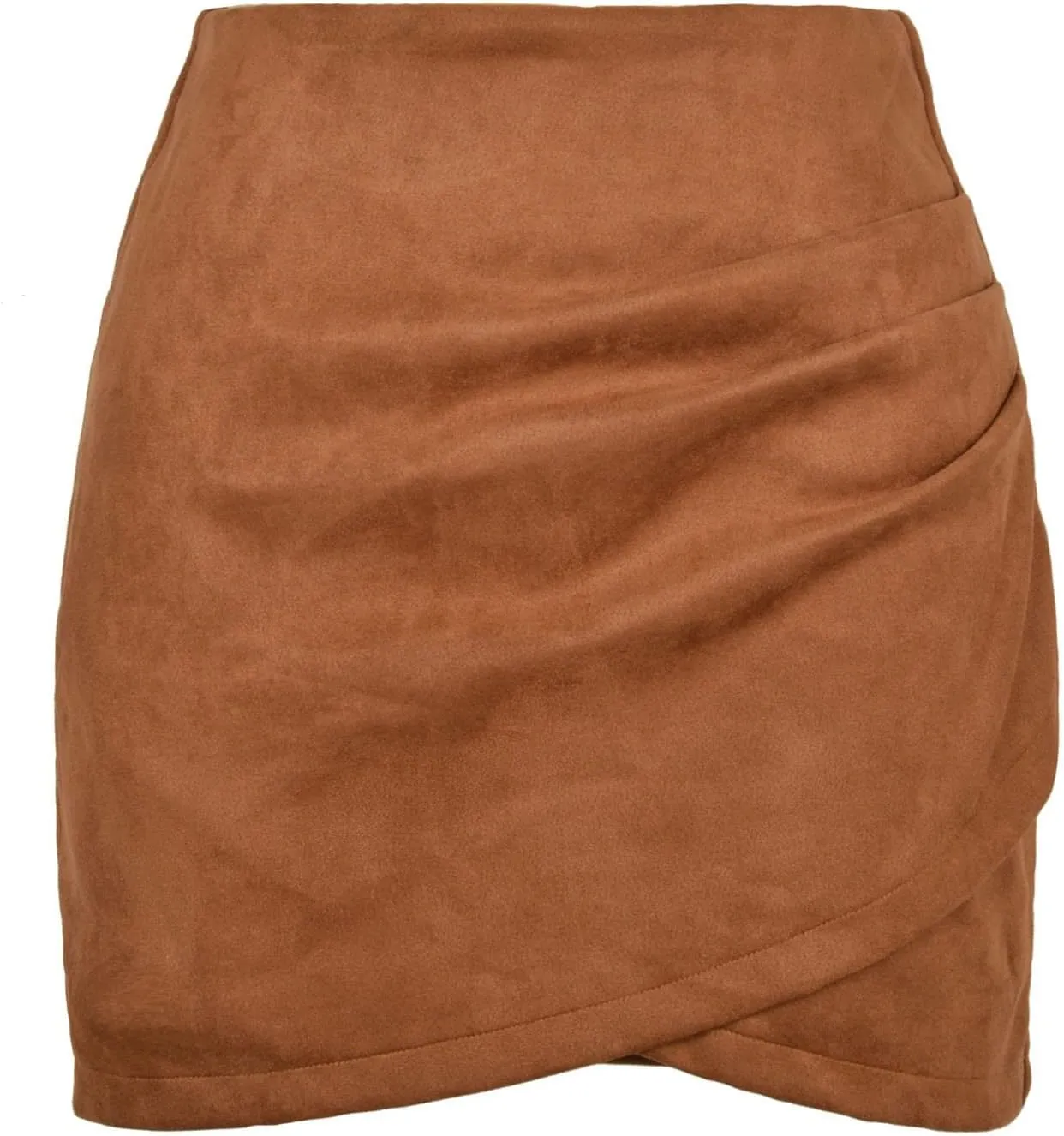 Women's Mid Waist Corduroy A-line Slim Fit Mini Skirt Autumn Winter Faux Suede Bodycon Short Pleated Skirt